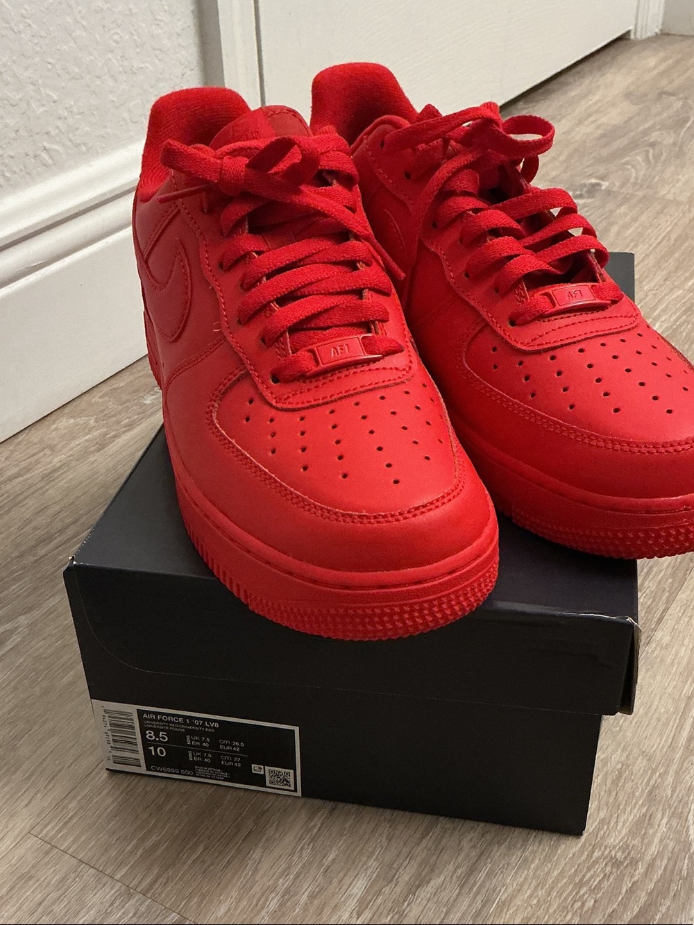 Nike Men's Airforce 1 Sneakers in Bright Red